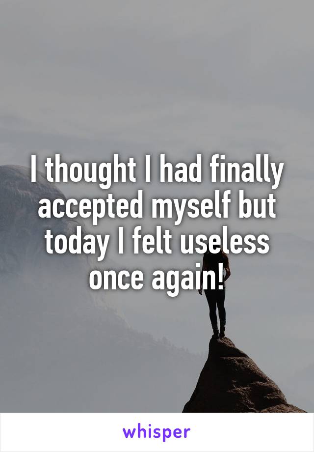 I thought I had finally accepted myself but today I felt useless once again!