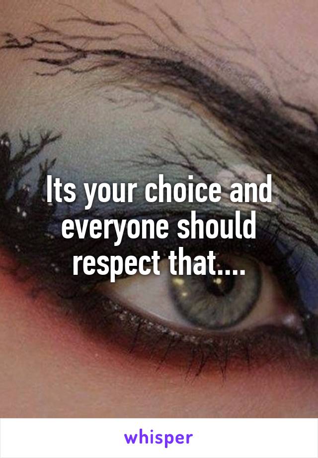 Its your choice and everyone should respect that....