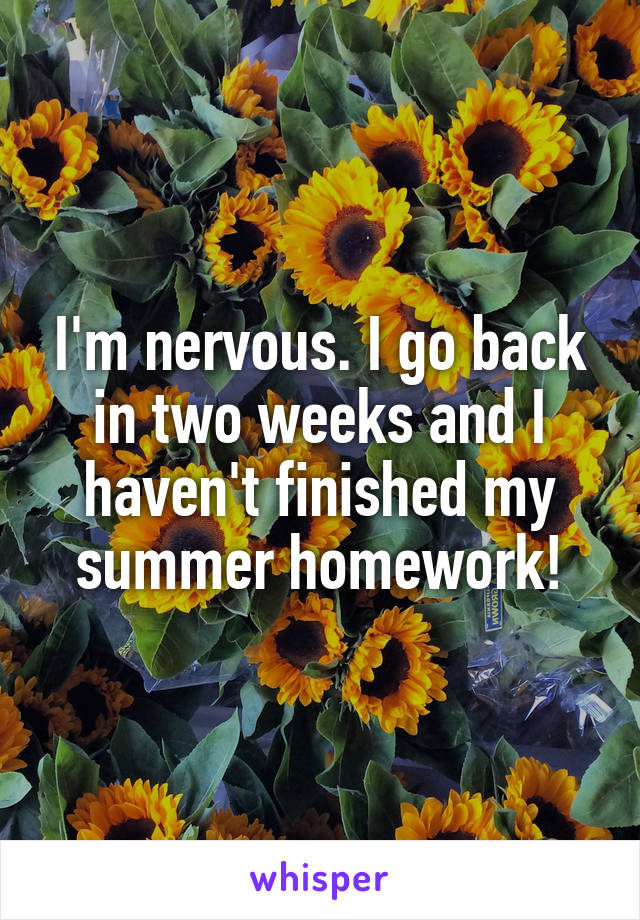 I'm nervous. I go back in two weeks and I haven't finished my summer homework!