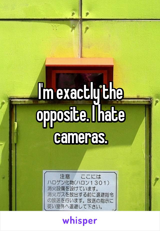 I'm exactly the opposite. I hate cameras.