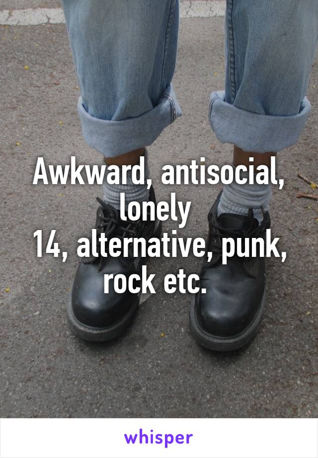 Awkward, antisocial, lonely 
14, alternative, punk, rock etc. 