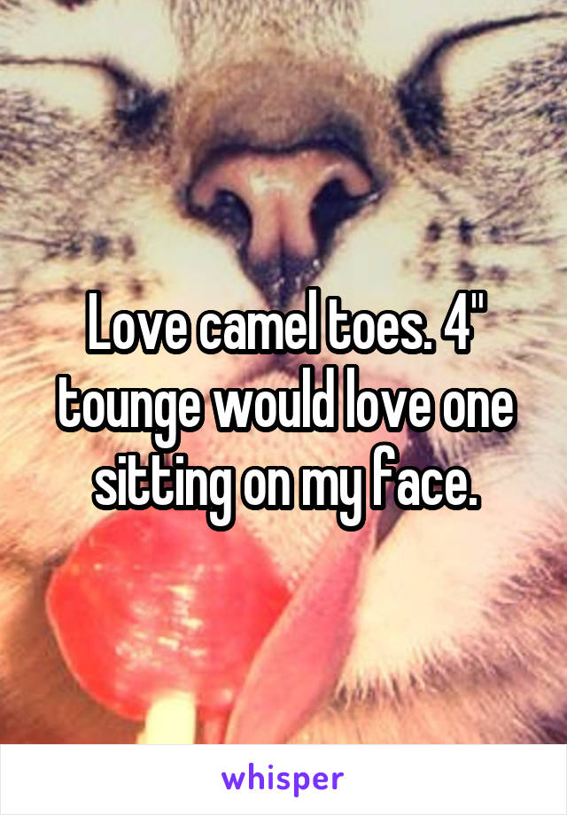 Love camel toes. 4" tounge would love one sitting on my face.