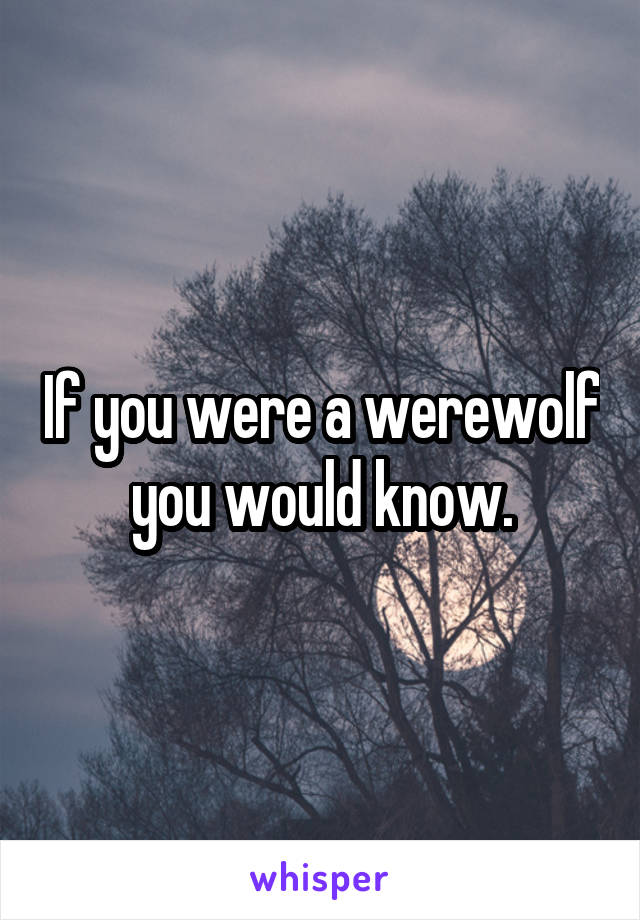 If you were a werewolf you would know.