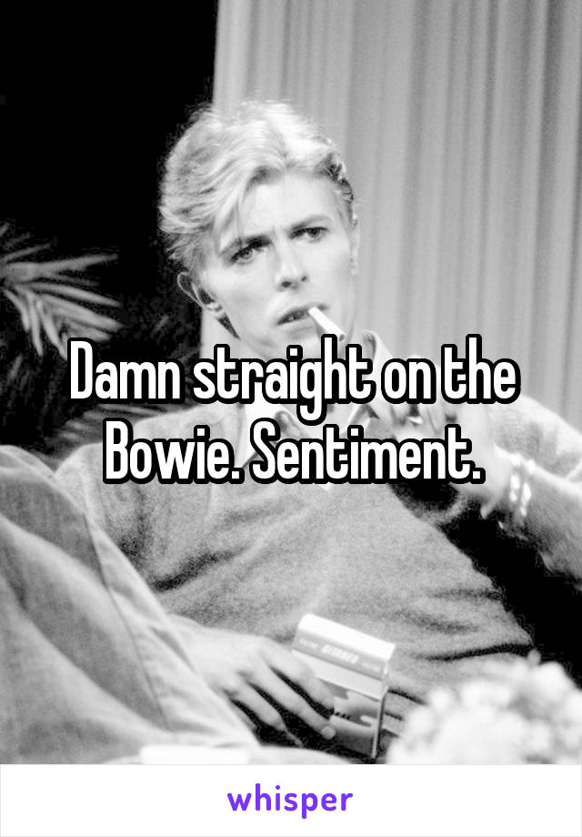 Damn straight on the Bowie. Sentiment.