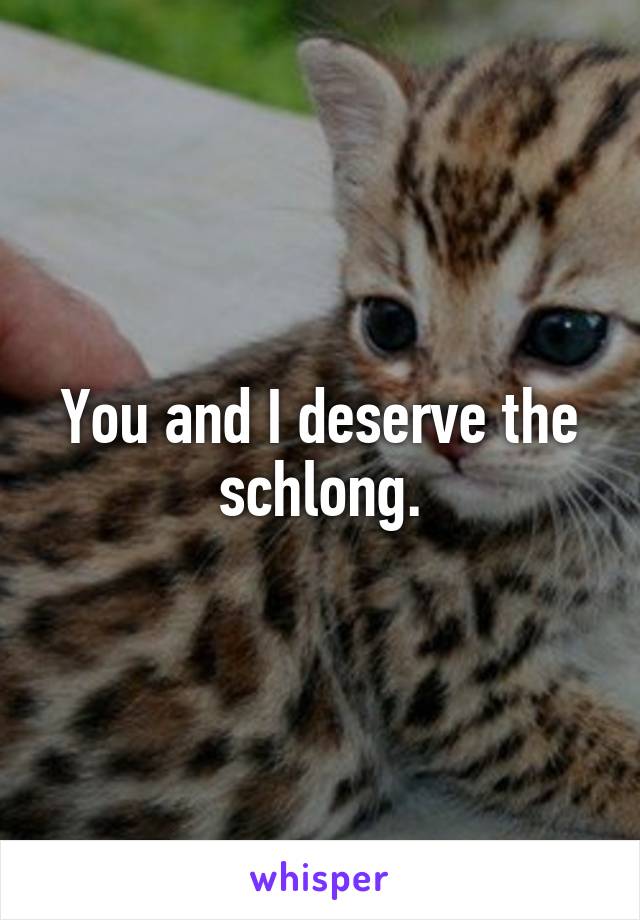 You and I deserve the schlong.