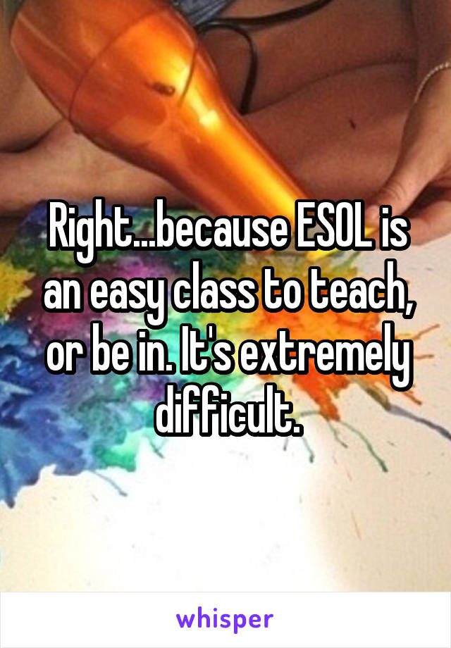 Right...because ESOL is an easy class to teach, or be in. It's extremely difficult.