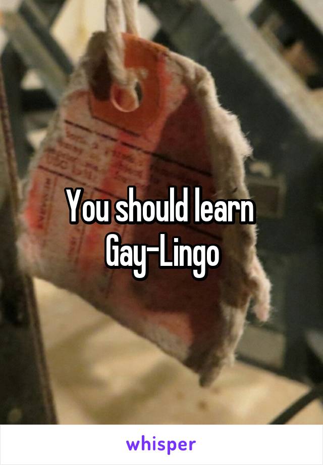 You should learn 
Gay-Lingo