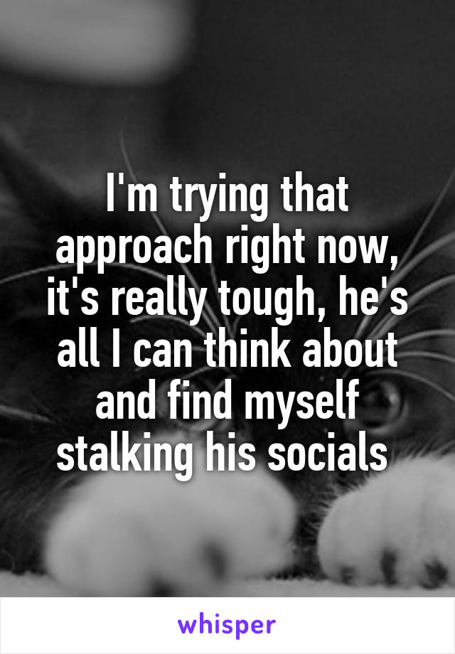 I'm trying that approach right now, it's really tough, he's all I can think about and find myself stalking his socials 