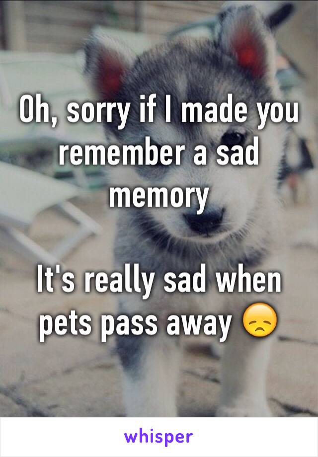 Oh, sorry if I made you remember a sad memory

It's really sad when pets pass away 😞
