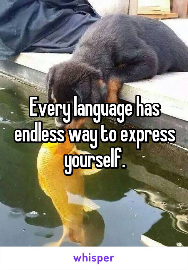 Every language has endless way to express yourself.