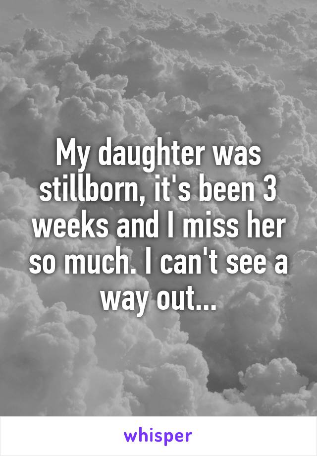 My daughter was stillborn, it's been 3 weeks and I miss her so much. I can't see a way out...