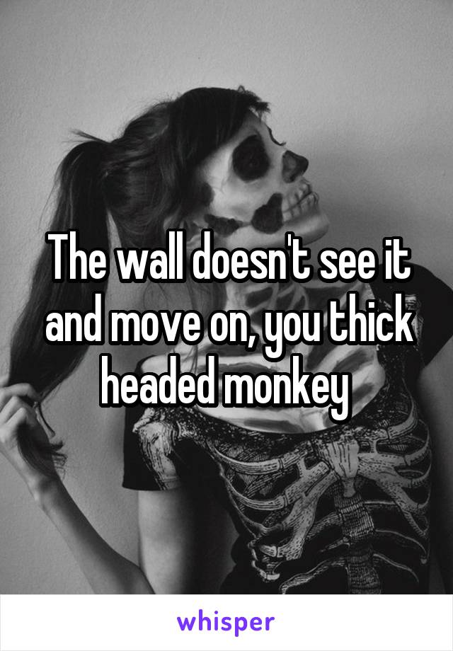 The wall doesn't see it and move on, you thick headed monkey 