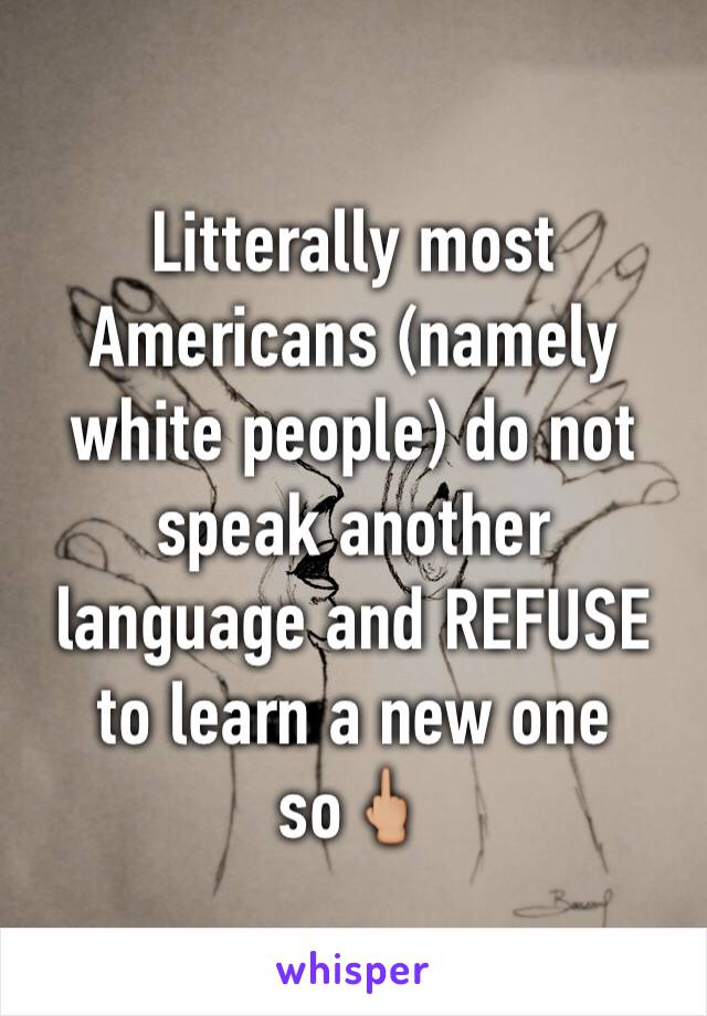 Litterally most Americans (namely white people) do not speak another language and REFUSE to learn a new one so🖕🏼