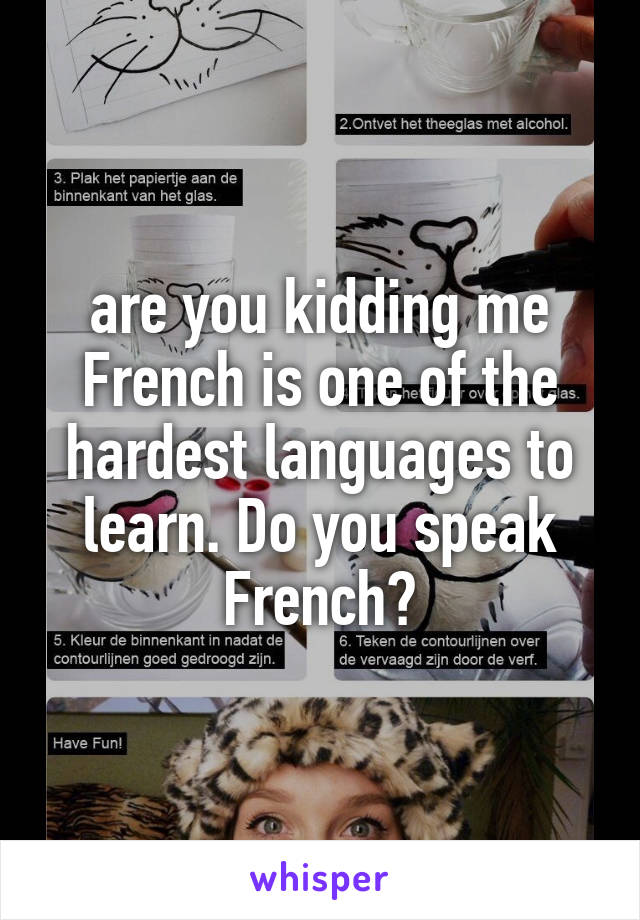 are you kidding me French is one of the hardest languages to learn. Do you speak French?