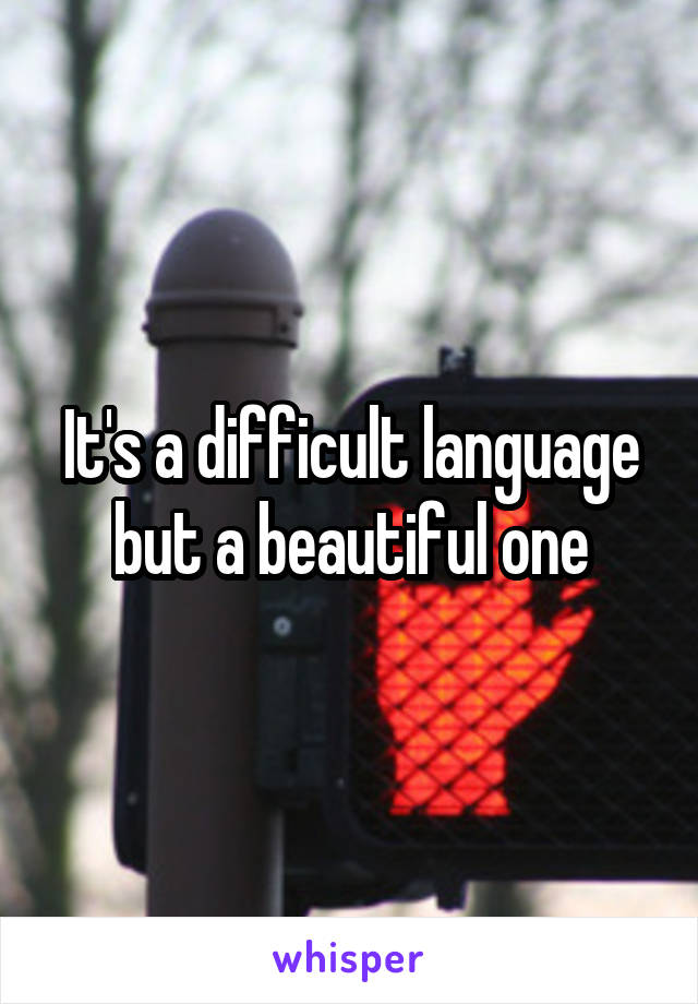 It's a difficult language but a beautiful one