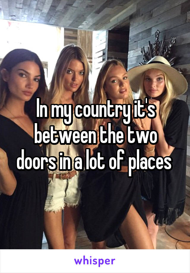 In my country it's between the two doors in a lot of places 