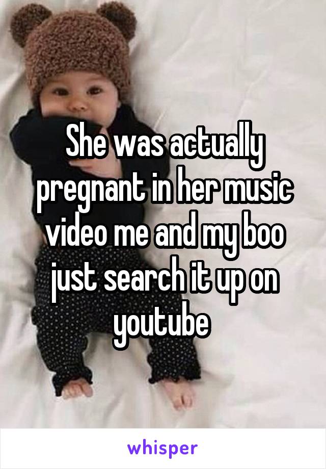 She was actually pregnant in her music video me and my boo just search it up on youtube 