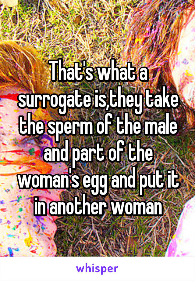 That's what a surrogate is,they take the sperm of the male and part of the woman's egg and put it in another woman