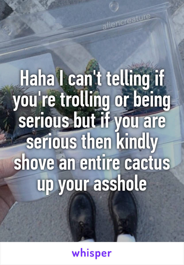 Haha I can't telling if you're trolling or being serious but if you are serious then kindly shove an entire cactus up your asshole