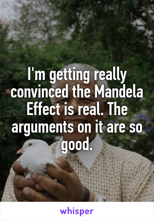 I'm getting really convinced the Mandela Effect is real. The arguments on it are so good.