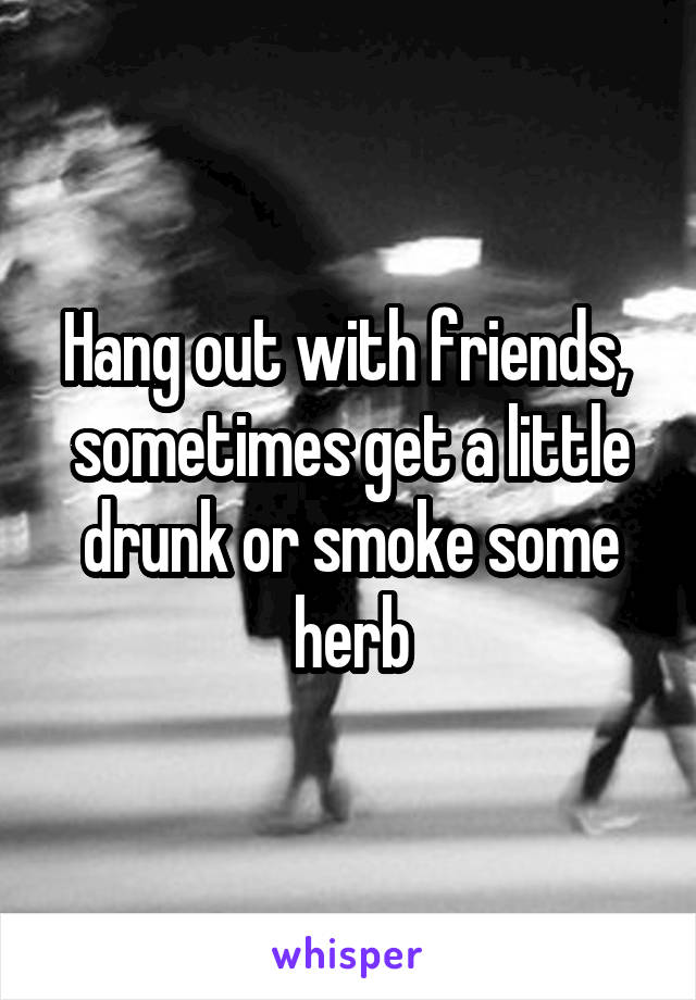 Hang out with friends,  sometimes get a little drunk or smoke some herb