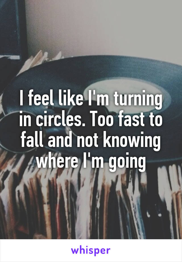 I feel like I'm turning in circles. Too fast to fall and not knowing where I'm going