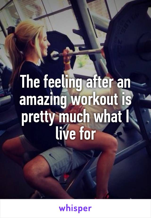 The feeling after an amazing workout is pretty much what I live for