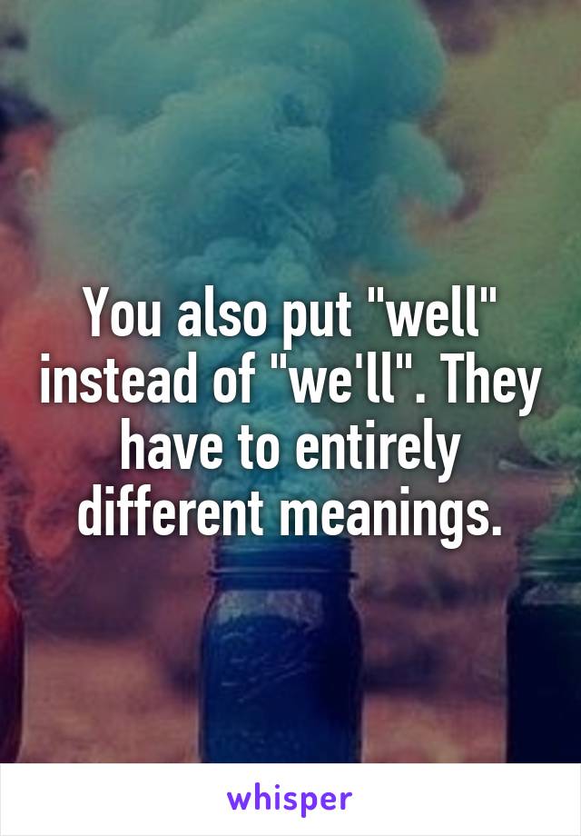 You also put "well" instead of "we'll". They have to entirely different meanings.