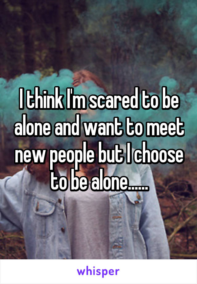 I think I'm scared to be alone and want to meet new people but I choose to be alone......