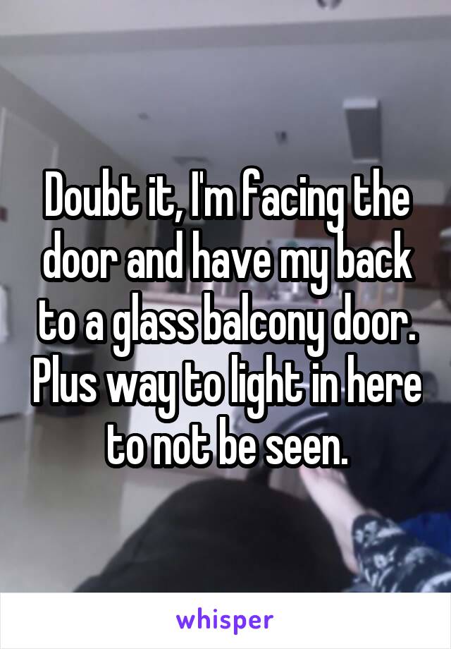 Doubt it, I'm facing the door and have my back to a glass balcony door. Plus way to light in here to not be seen.