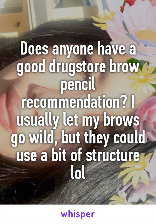 Does anyone have a good drugstore brow pencil recommendation? I usually let my brows go wild, but they could use a bit of structure lol
