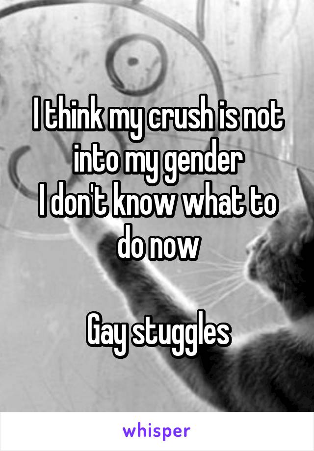 I think my crush is not into my gender
I don't know what to do now

Gay stuggles