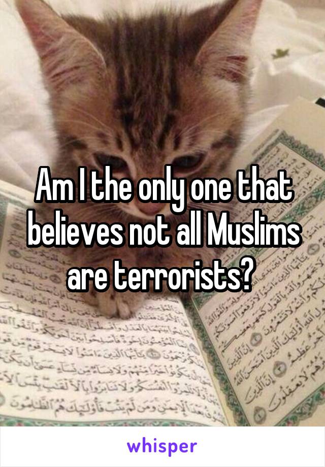 Am I the only one that believes not all Muslims are terrorists? 