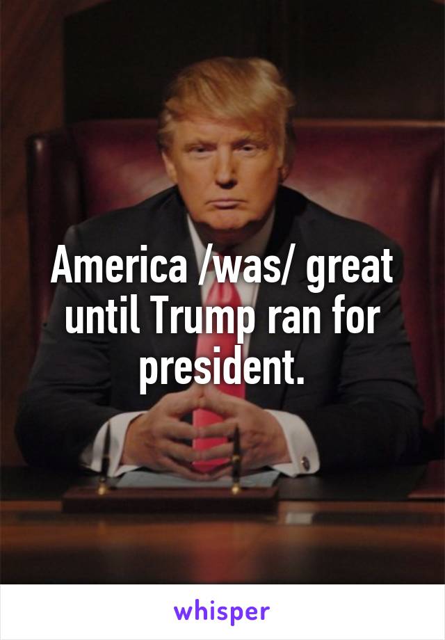 America /was/ great until Trump ran for president.