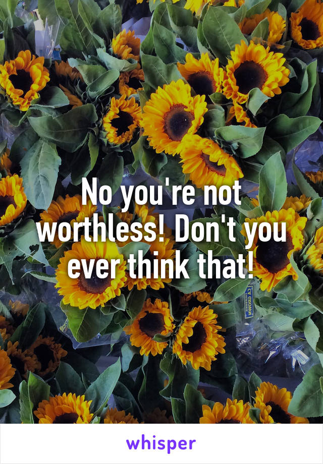 No you're not worthless! Don't you ever think that!