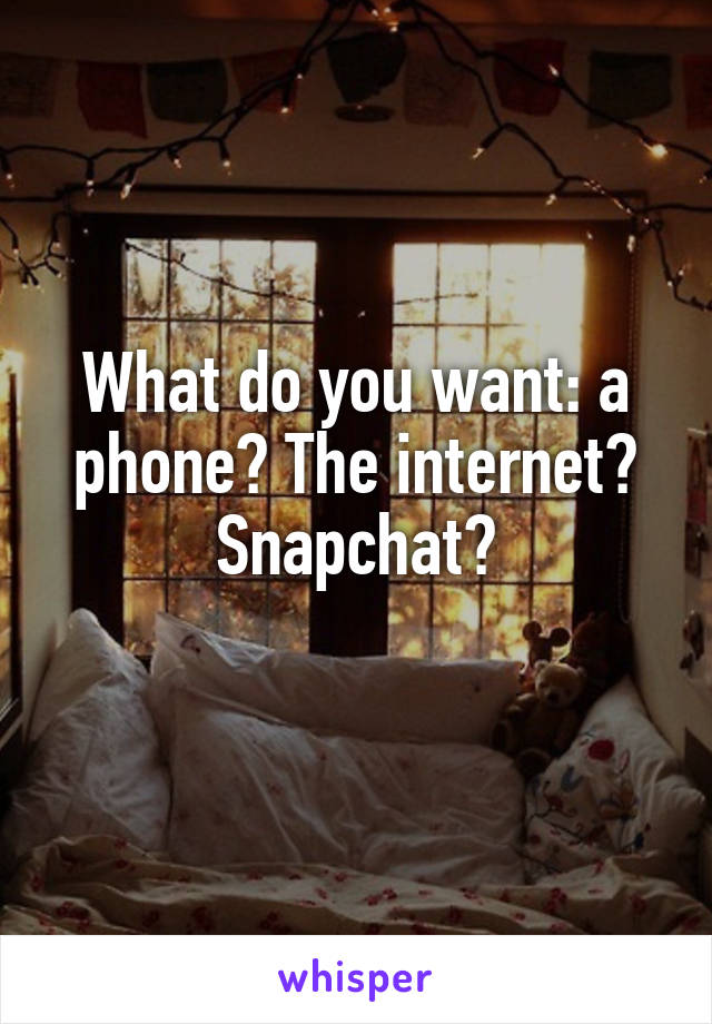 What do you want: a phone? The internet? Snapchat?
