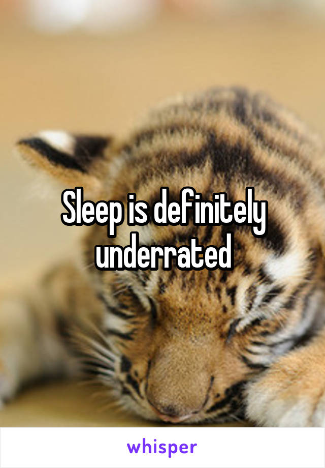 Sleep is definitely underrated
