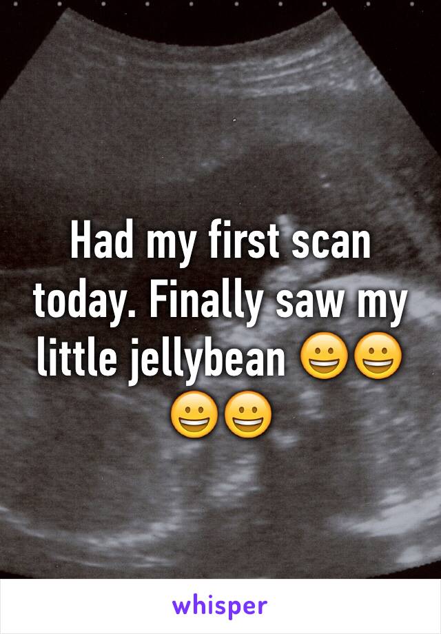 Had my first scan today. Finally saw my little jellybean 😀😀😀😀