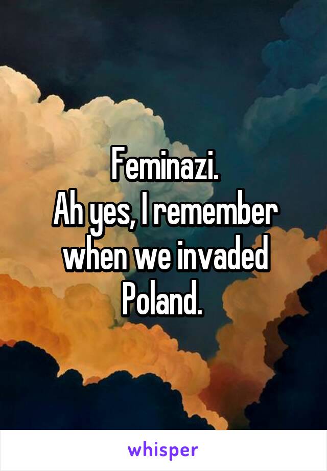 Feminazi.
Ah yes, I remember when we invaded Poland. 