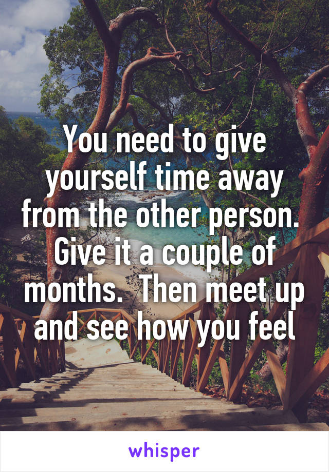 You need to give yourself time away from the other person.  Give it a couple of months.  Then meet up and see how you feel