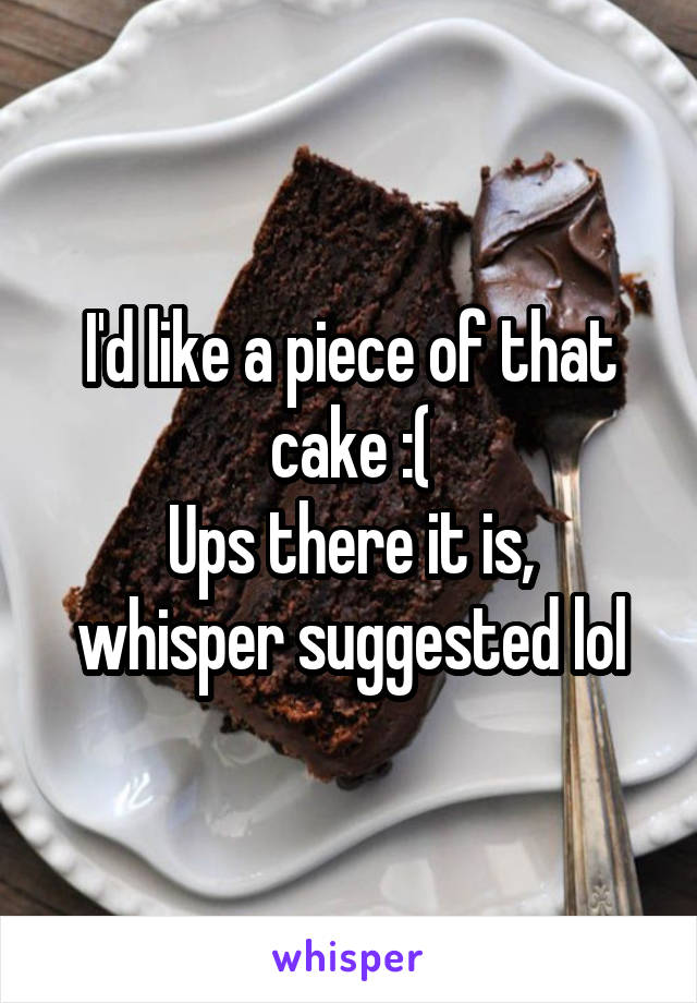 I'd like a piece of that cake :(
Ups there it is, whisper suggested lol