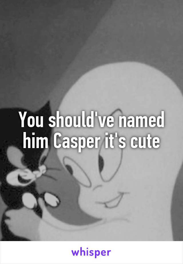 You should've named him Casper it's cute
