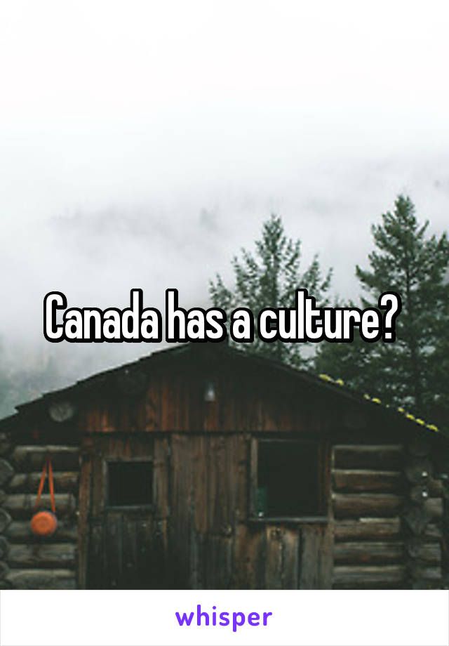 Canada has a culture? 