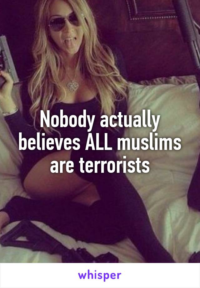 Nobody actually believes ALL muslims are terrorists