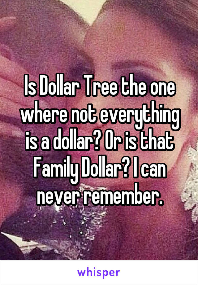 Is Dollar Tree the one where not everything is a dollar? Or is that Family Dollar? I can never remember.