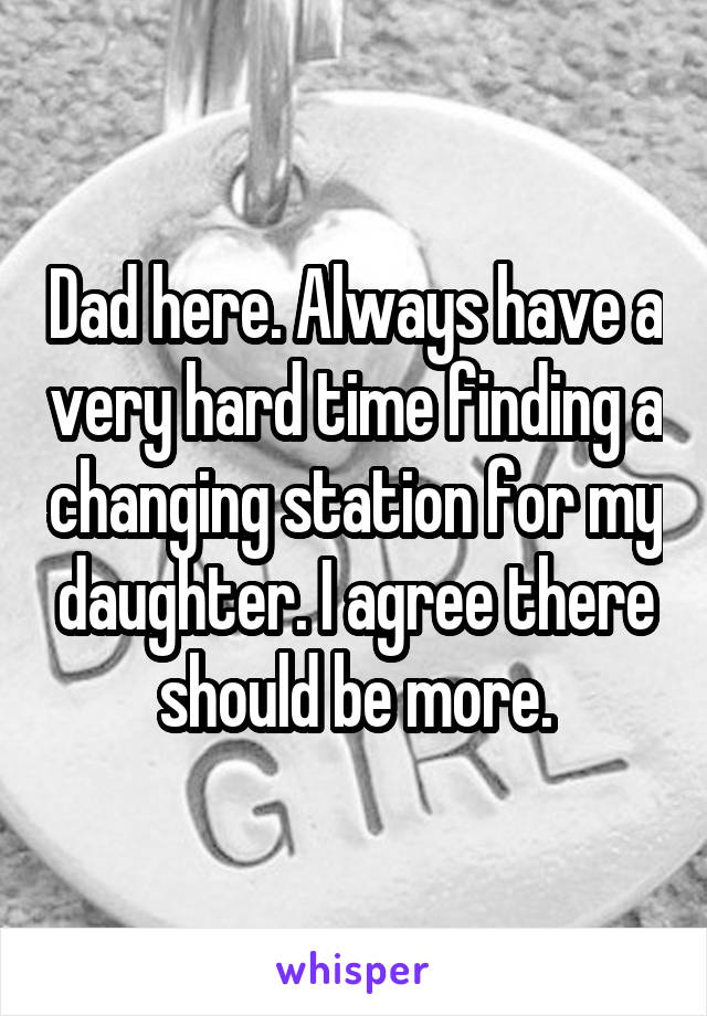 Dad here. Always have a very hard time finding a changing station for my daughter. I agree there should be more.