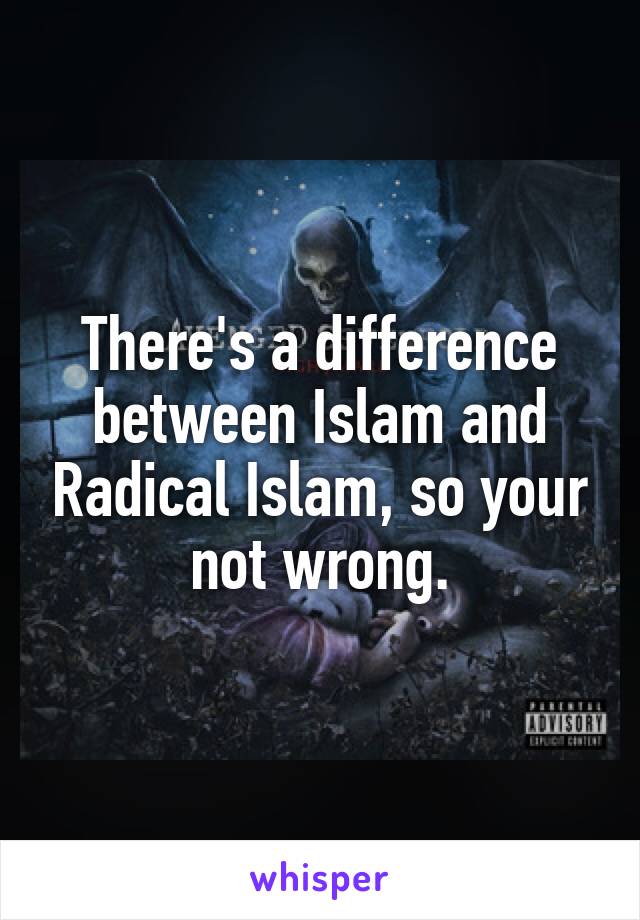 There's a difference between Islam and Radical Islam, so your not wrong.