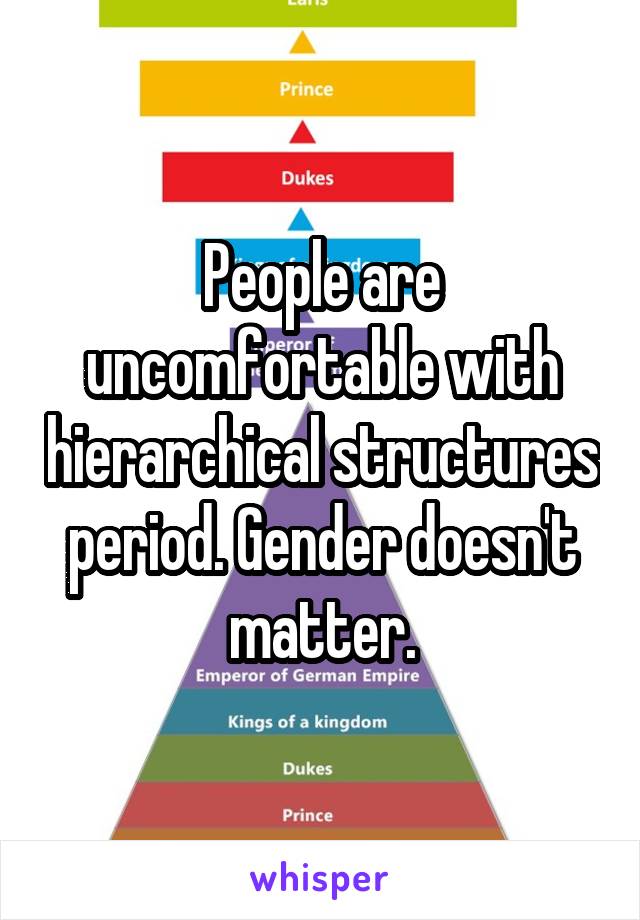 People are uncomfortable with hierarchical structures period. Gender doesn't matter.