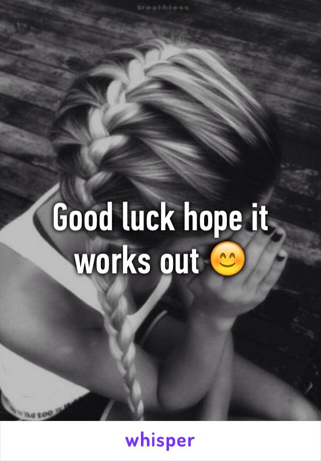 Good luck hope it works out 😊
