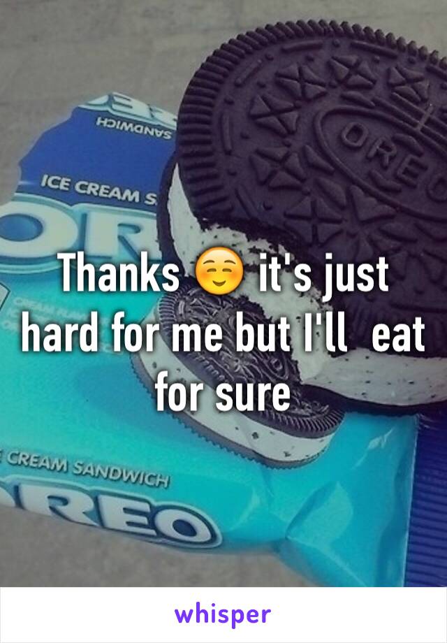 Thanks ☺️ it's just hard for me but I'll  eat  for sure 